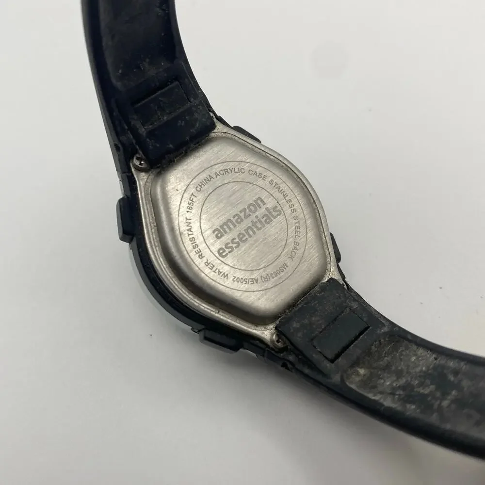 Stylish Amazon Essentials Digital Watch - Black Resin Working New Battery